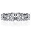 Bezel Set White Cushion Cut Eternity Wedding Band for Women in Sterling Silver