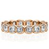 Bezel Set White Cushion Cut Eternity Wedding Band for Women in Sterling Silver