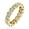 Bezel Set White Cushion Cut Eternity Wedding Band for Women in Sterling Silver