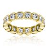 Bezel Set White Cushion Cut Eternity Wedding Band for Women in Sterling Silver