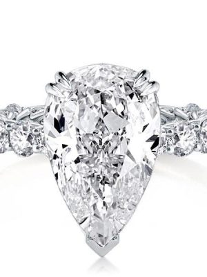Pear & Round Cut Sterling Silver Engagement Ring - 0.75 Carat