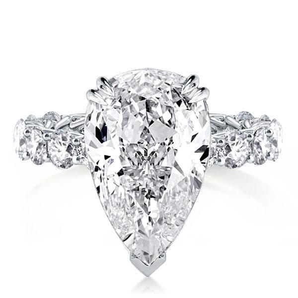 Pear & Round Cut Sterling Silver Engagement Ring - 0.75 Carat