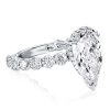 Pear & Round Cut Sterling Silver Engagement Ring - 0.75 Carat
