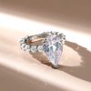 Pear & Round Cut Sterling Silver Engagement Ring - 0.75 Carat