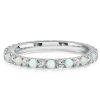Opal & White Round Eternity Wedding Band in Sterling Silver for Women