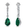 Emerald Pear Cut Drop Earrings - Sterling Silver Dangle Earrings