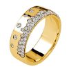 Half Eternity Wedding Band for Women, Flush Set Genuine Stone Band, 18K Gold Plated Sterling Silver