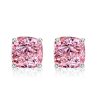Cushion Cut Pink Sterling Silver Necklace and Earring Set