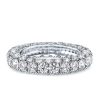 Sterling Silver Wedding Band with White Sapphire Eternity Pave Setting - Bridal Ring Set