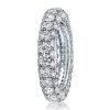 Sterling Silver Wedding Band with White Sapphire Eternity Pave Setting - Bridal Ring Set