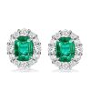 Halo Stud Earrings in 925 Sterling Silver with Green Center Stone (5.50 CTW)