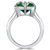 Emerald Green Statement Wedding Ring for Women in Rhodium-Plated Sterling Silver