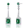 Emerald Cut Rectangle Drop Earrings Sterling Silver - Rhodium Plated