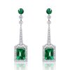 Emerald Cut Rectangle Drop Earrings Sterling Silver - Rhodium Plated