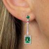 Emerald Cut Rectangle Drop Earrings Sterling Silver - Rhodium Plated