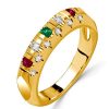 Vintage Inspired Ruby & Emerald Wedding Band - 18K Gold Plated Sterling Silver Ring