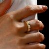 Vintage Inspired Ruby & Emerald Wedding Band - 18K Gold Plated Sterling Silver Ring