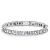 Stacked Design Baguette Tennis Bracelet for Women in Rhodium Plated Sterling Silver
