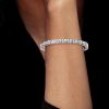 Stacked Design Baguette Tennis Bracelet for Women in Rhodium Plated Sterling Silver