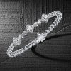925 Sterling Silver Floral Round Cut CZ Bracelet for Wedding (6-9 Inches)
