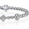 925 Sterling Silver Floral Round Cut CZ Bracelet for Wedding (6-9 Inches)