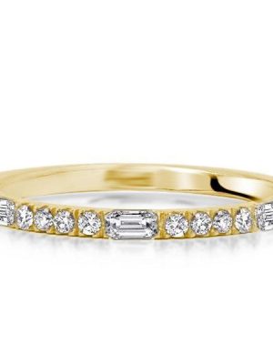 18K Gold Plated Sterling Silver Half Eternity Baguette Wedding Band (1.50 CT. TW.)