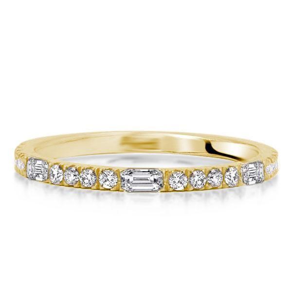 18K Gold Plated Sterling Silver Half Eternity Baguette Wedding Band (1.50 CT. TW.)