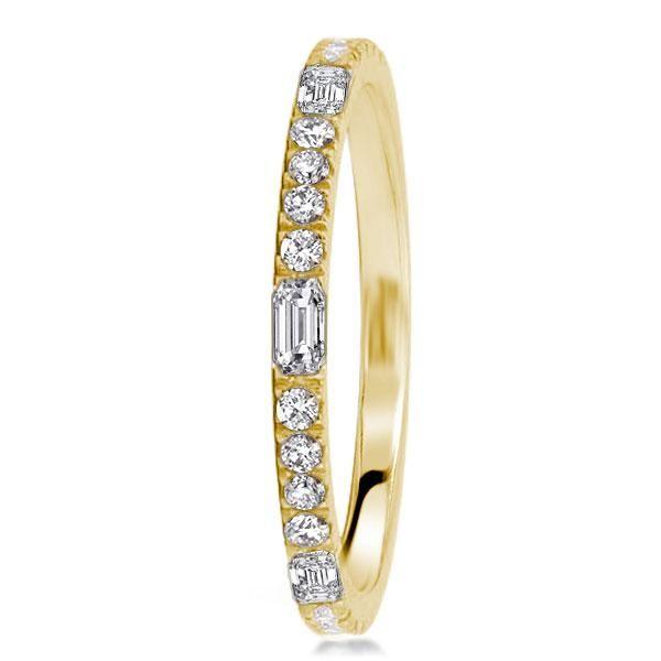 18K Gold Plated Sterling Silver Half Eternity Baguette Wedding Band (1.50 CT. TW.)