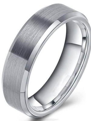 Tungsten Wedding Band for Men - Silver 6MM Comfort Fit Ring