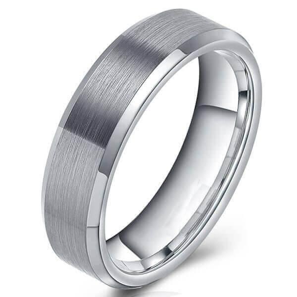 Tungsten Wedding Band for Men - Silver 6MM Comfort Fit Ring