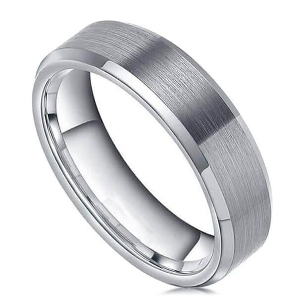 Tungsten Wedding Band for Men - Silver 6MM Comfort Fit Ring
