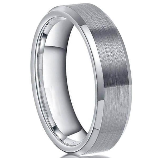 Tungsten Wedding Band for Men - Silver 6MM Comfort Fit Ring