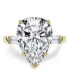 Pear-Shaped White Sapphire Three Stone Engagement Ring in 18K Gold Plated Sterling Silver