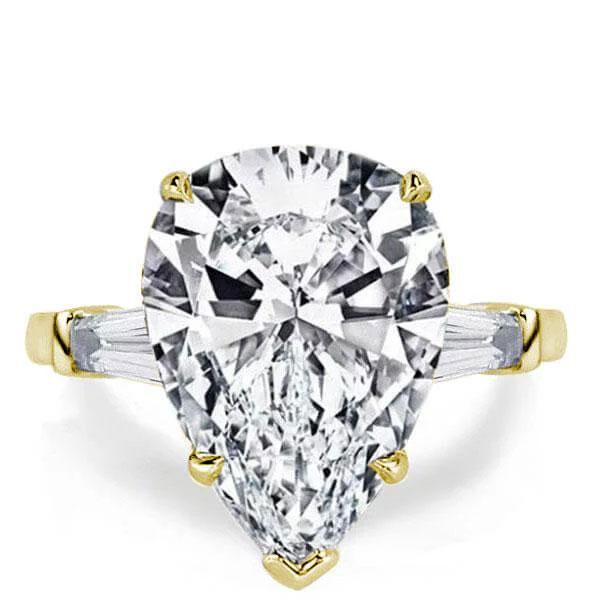 Pear-Shaped White Sapphire Three Stone Engagement Ring in 18K Gold Plated Sterling Silver