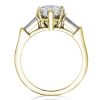 Pear-Shaped White Sapphire Three Stone Engagement Ring in 18K Gold Plated Sterling Silver