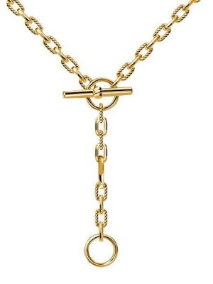 Sterling Silver 3 Ring Chain Lariat Necklace for Women - Adjustable Length