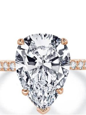 Rose Gold Pear Cut Engagement Ring - 4.5 Carat Simulated Diamond