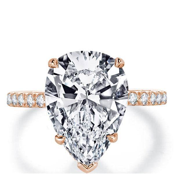 Rose Gold Pear Cut Engagement Ring - 4.5 Carat Simulated Diamond