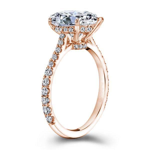 Rose Gold Pear Cut Engagement Ring - 4.5 Carat Simulated Diamond