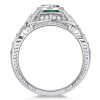 Art Deco Marquise Cut Milgrain Halo Engagement Ring in Sterling Silver