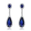 Pear Cut Created Sapphire Drop Earrings for Women - Silver Plated