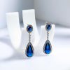 Pear Cut Created Sapphire Drop Earrings for Women - Silver Plated