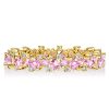 Princess Cut Pink Sapphire Eternity Band Ring - 18K Gold Plated Sterling Silver