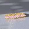 Princess Cut Pink Sapphire Eternity Band Ring - 18K Gold Plated Sterling Silver