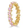 Princess Cut Pink Sapphire Eternity Band Ring - 18K Gold Plated Sterling Silver