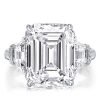 Emerald Cut Three Stone Engagement Ring - 925 Sterling Silver