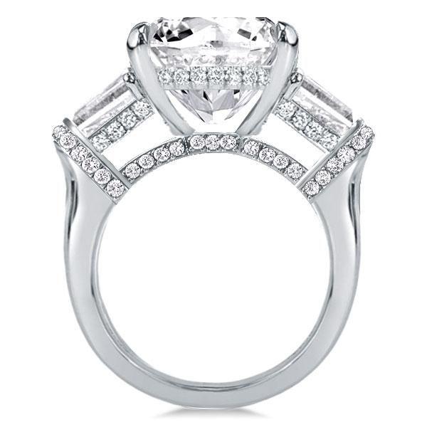 Emerald Cut Three Stone Engagement Ring - 925 Sterling Silver