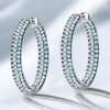 Triple Row Aquamarine Oval Hoop Earrings in Sterling Silver