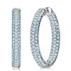 Triple Row Aquamarine Oval Hoop Earrings in Sterling Silver