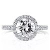 Round Halo Engagement Ring - 925 Sterling Silver, 2.75 CT Center Stone